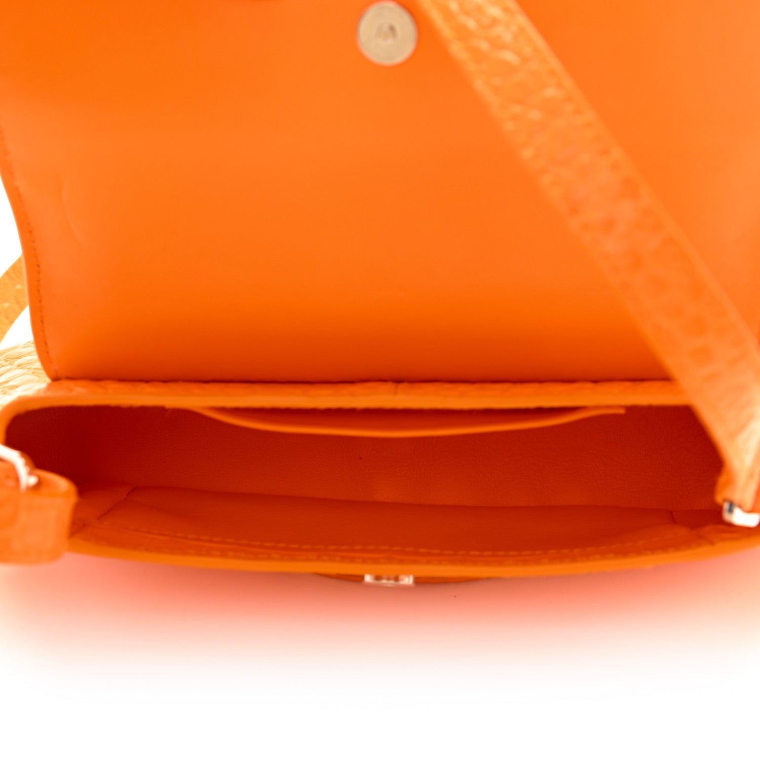 Balenciaga Shiny Super Supple Calfskin Crocodile Embossed Small XX Flap Stretch Bag Pop Orange 5 of 11