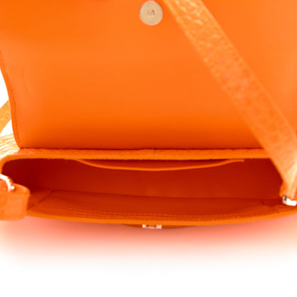Balenciaga Shiny Super Supple Calfskin Crocodile Embossed Small XX Flap Stretch Bag Pop Orange 5 of 11