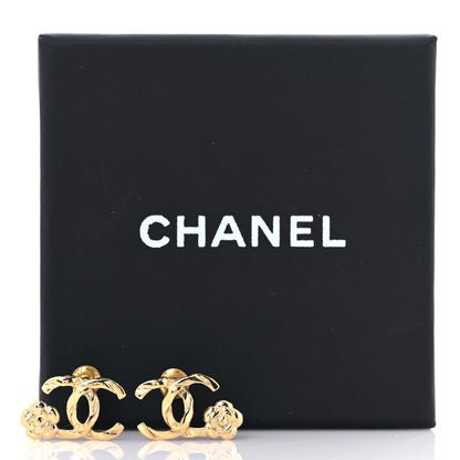 Chanel Metal Camellia CC Earrings Gold 5 of 5