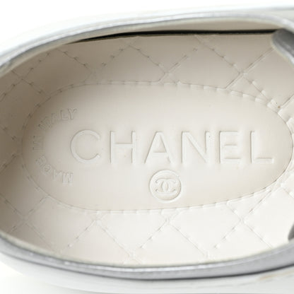 Chanel Iridescent Goatskin Womens Sneakers 40.5 White Silver 15 of 19