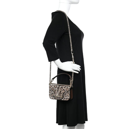 Valentino Garavani Crystal Leopard Embroidered Vlogo Small Loco Shoulder Bag Multicolor Teak Brown 2 of 9