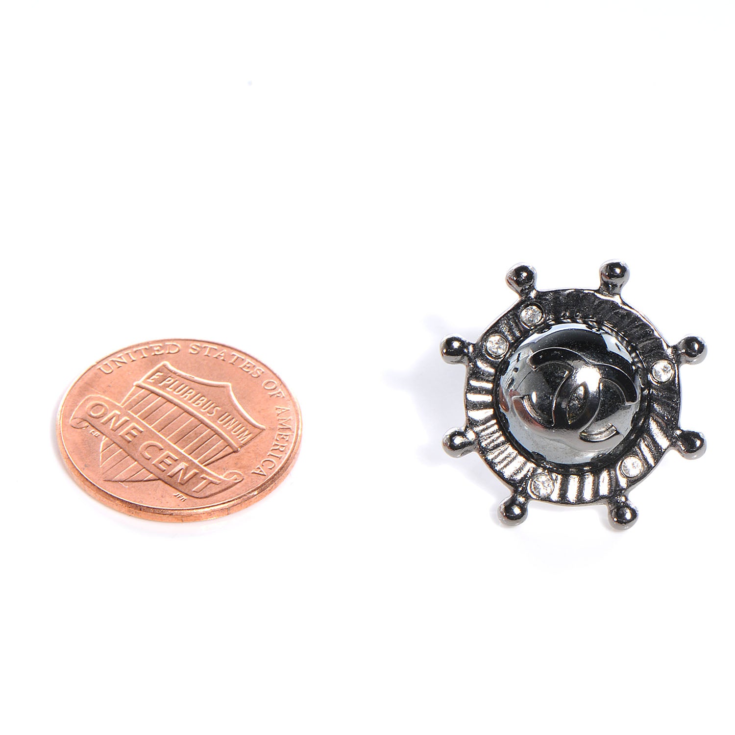 Chanel Crystal CC Nautical Wheel Earrings 2 of 5