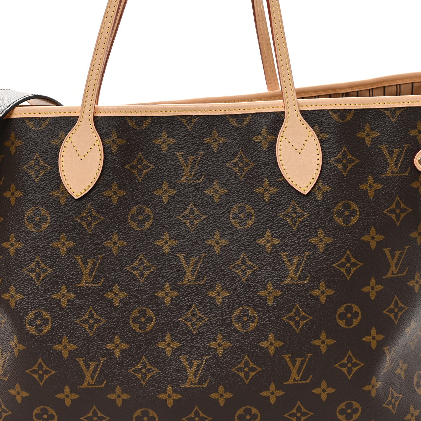 Monogram Stamped Inside Out Neverfull Bandouliere GM Beige