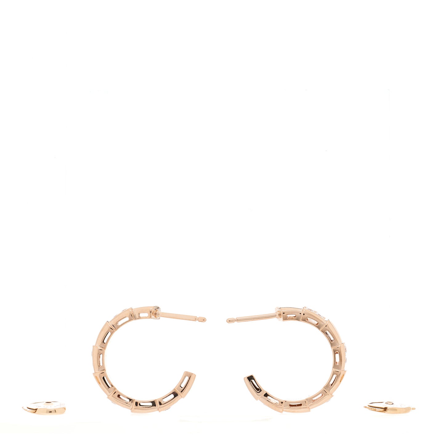 18K Rose Gold Diamond Serpenti Viper Hoop Earrings