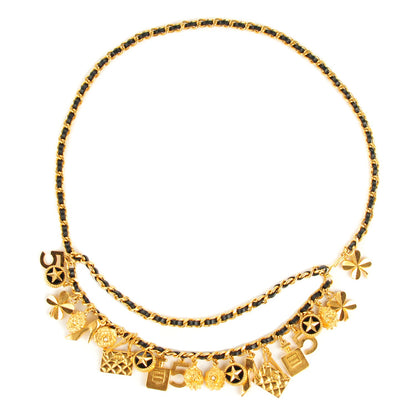Chanel Lambskin Gold Chain Iconic Charm Belt Black Gold 1 of 3