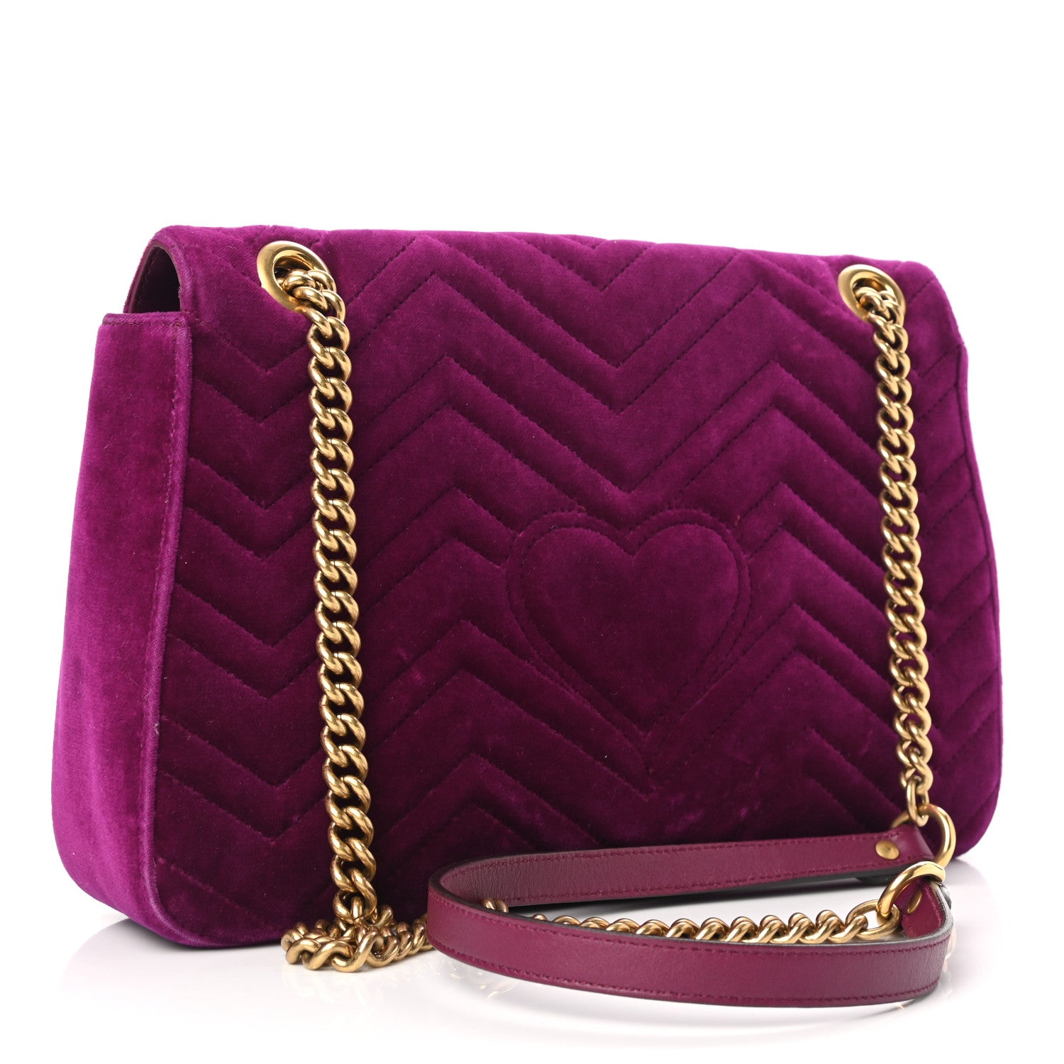 Gucci Velvet Matelasse Medium GG Marmont Shoulder Bag Fuchsia Violet Cyclamen 3 of 11