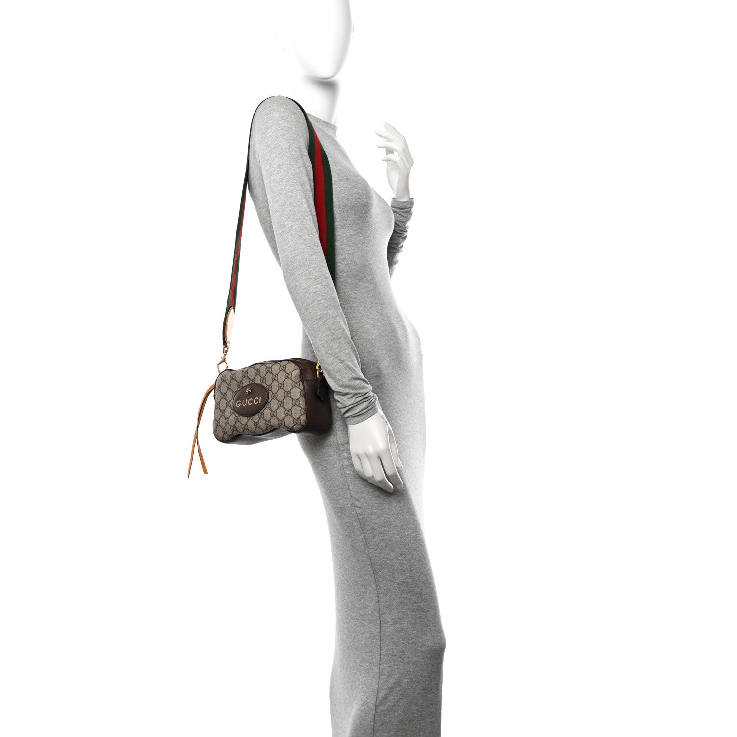 Gucci GG Supreme Monogram Web Neo Vintage Shoulder Bag Beige New Acero Crop 2 of 21