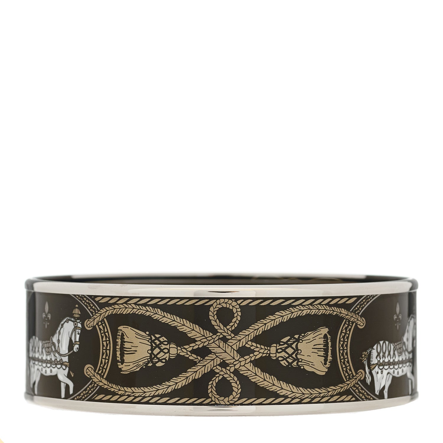Hermes Enamel Printed Wide Grand Apparat Bracelet 65 Black 3 of 5