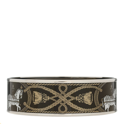 Hermes Enamel Printed Wide Grand Apparat Bracelet 65 Black 3 of 5