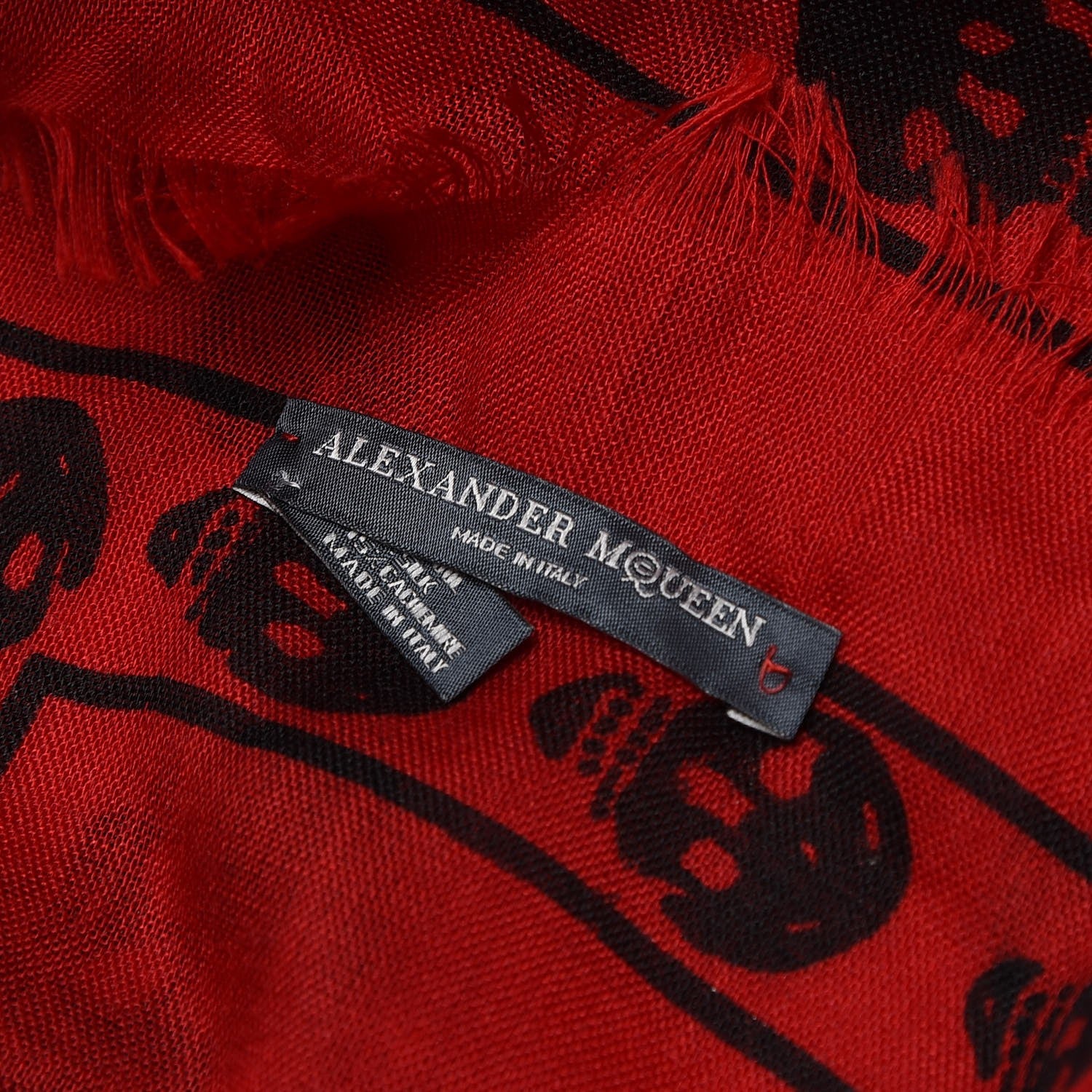 Alexander McQueen Silk Chiffon Skull Scarf Red Black 5 of 5