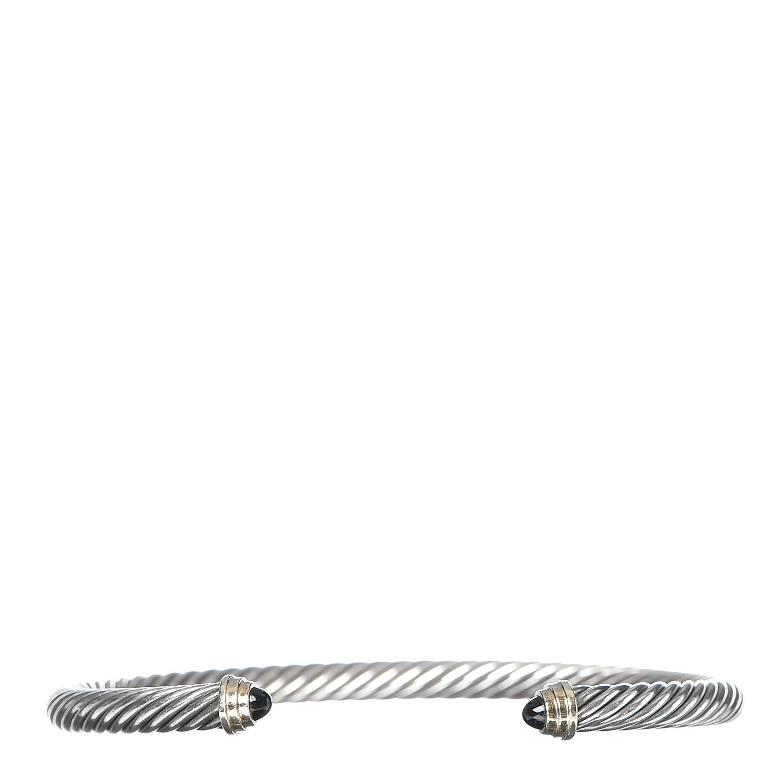 David Yurman Sterling Silver 14K Yellow Gold Black Onyx 5mm Cable Classics Petite Color Bracelet 1 of 3