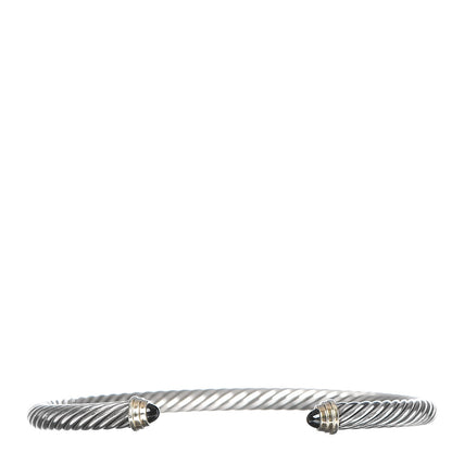 David Yurman Sterling Silver 14K Yellow Gold Black Onyx 5mm Cable Classics Petite Color Bracelet 1 of 3