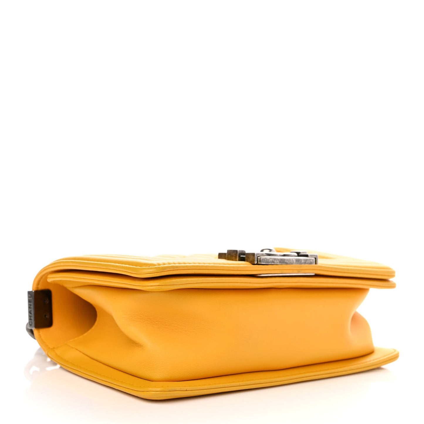 Lambskin Quilted Small Boy Flap Yellow