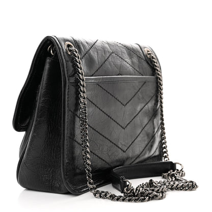 Saint Laurent Crinkled Lambskin Matelasse Monogram Baby Niki Chain Satchel Black 3 of 9
