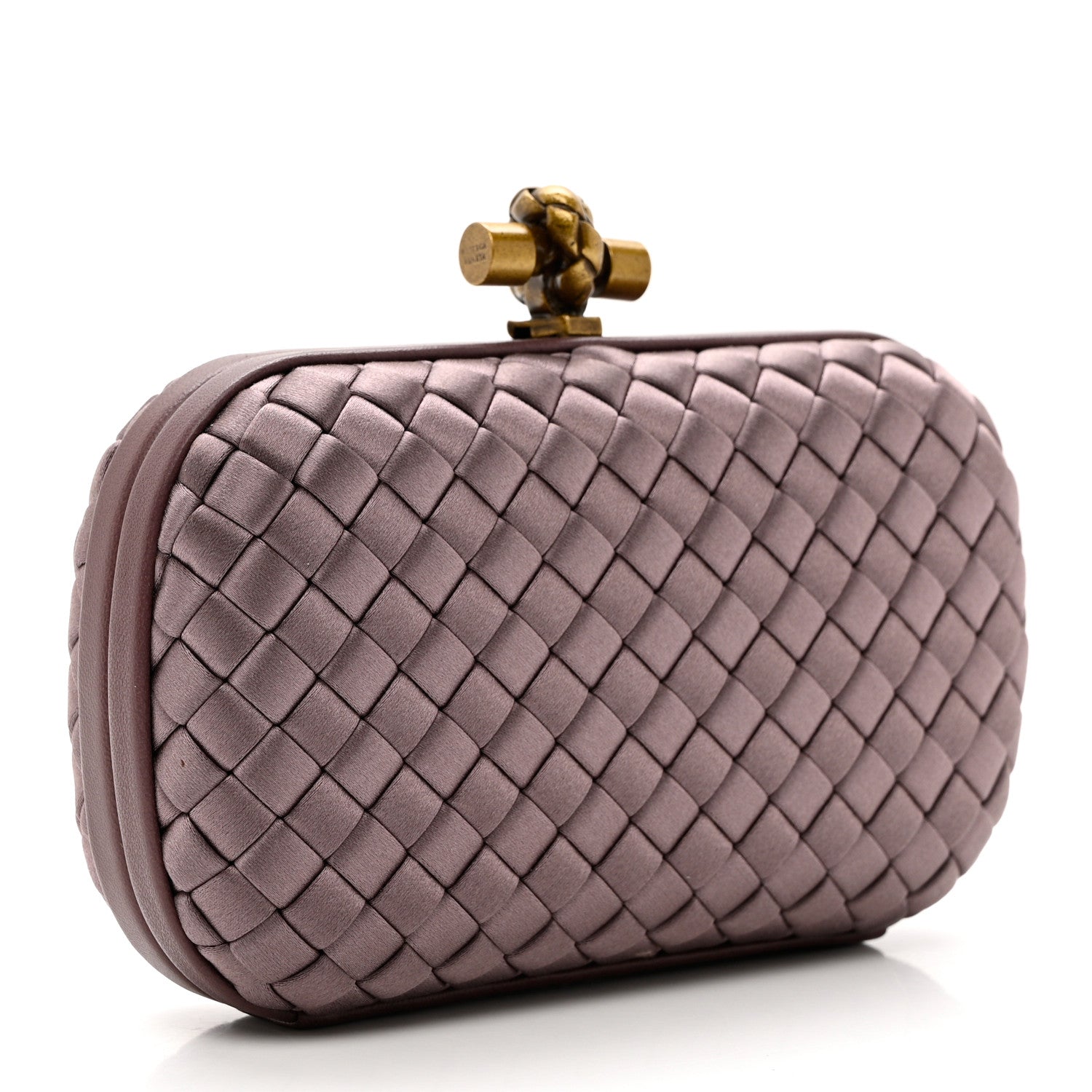 Bottega Veneta Satin Intrecciato Knot Clutch Pink 3 of 8