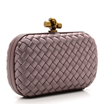 Bottega Veneta Satin Intrecciato Knot Clutch Pink 3 of 8