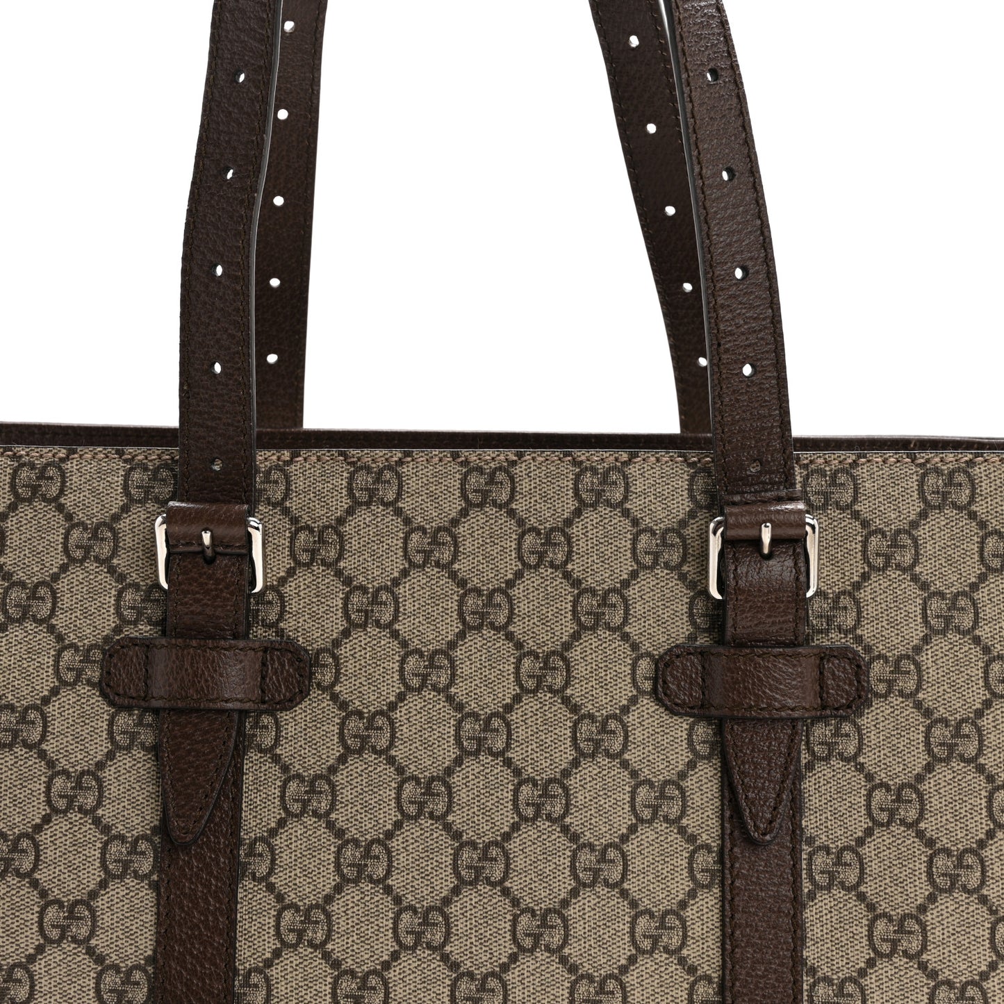 GG Supreme Monogram Textured Dollar Calfskin Small Detail Tote Beige Ebony New Acero