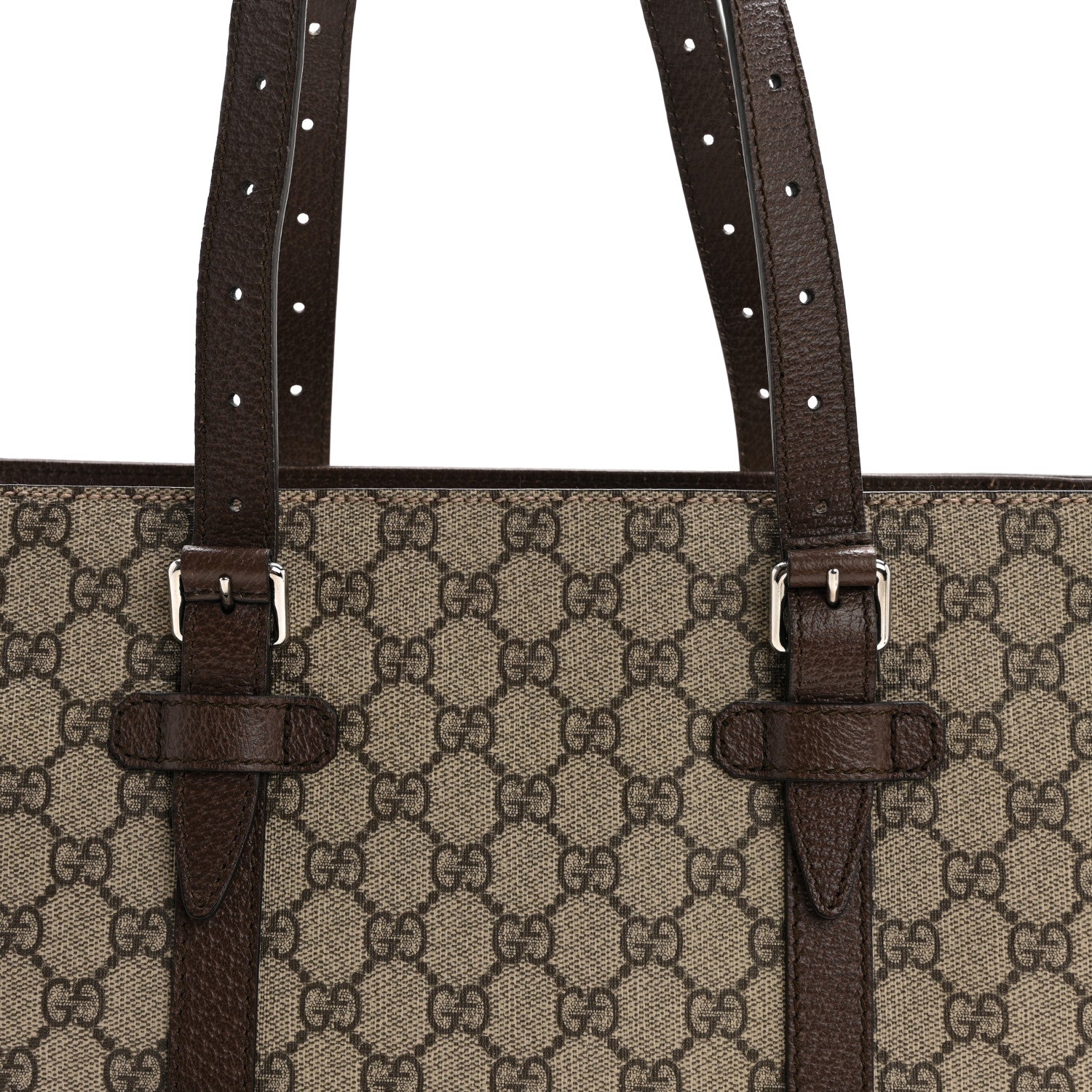 Gucci GG Supreme Monogram Textured Dollar Calfskin Small Detail Tote Beige Ebony New Acero 8 of 14