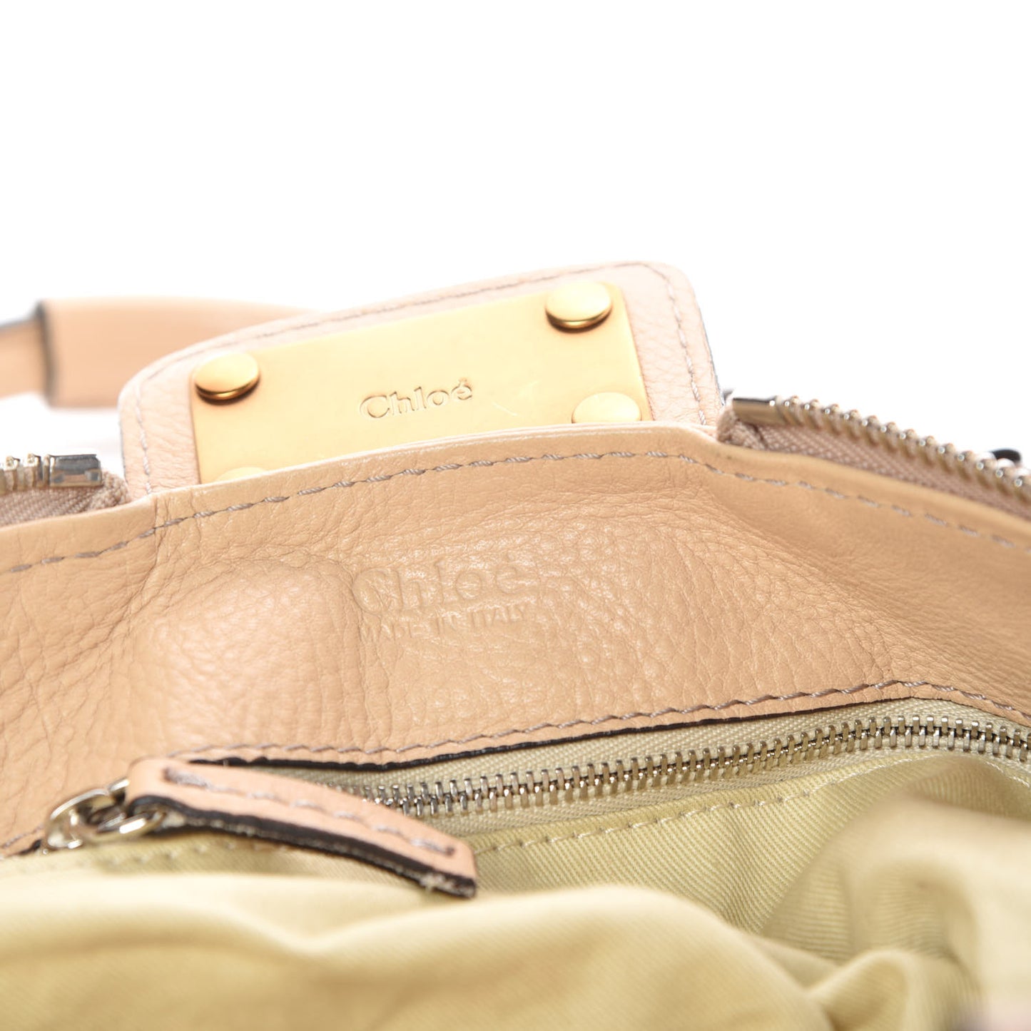 Leather Paddington Front Pocket Tote Beige