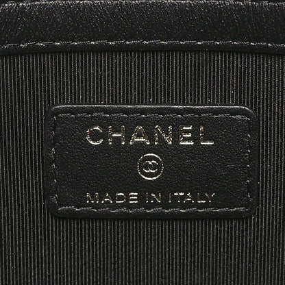 Chanel Calfskin Quilted Pearl Medium Cosmetic Case Black 6 of 9