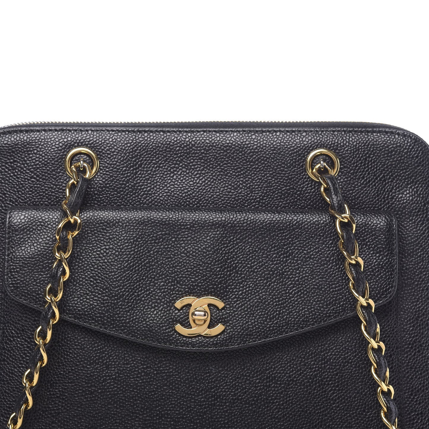 Caviar Flap Shoulder Bag Black