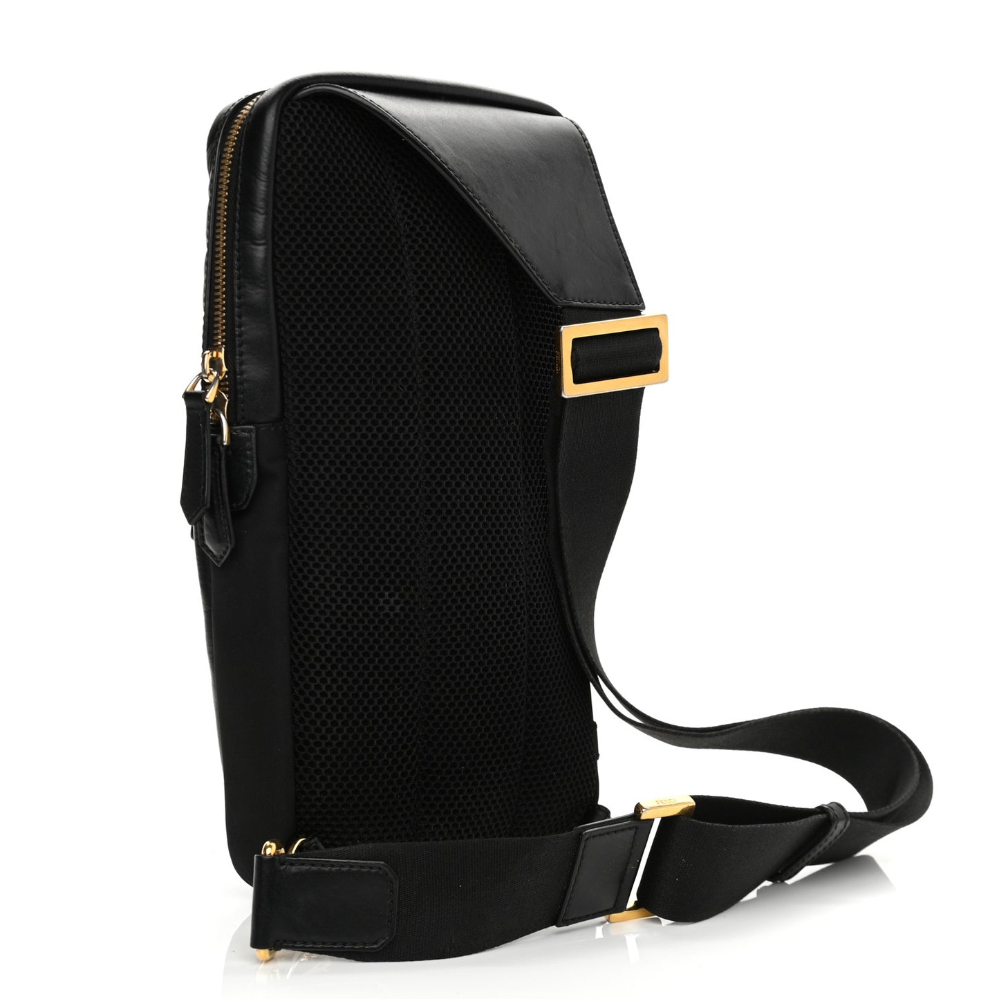Nylon Vitello Liberty Metal Monster Eyes Sling Bag Black