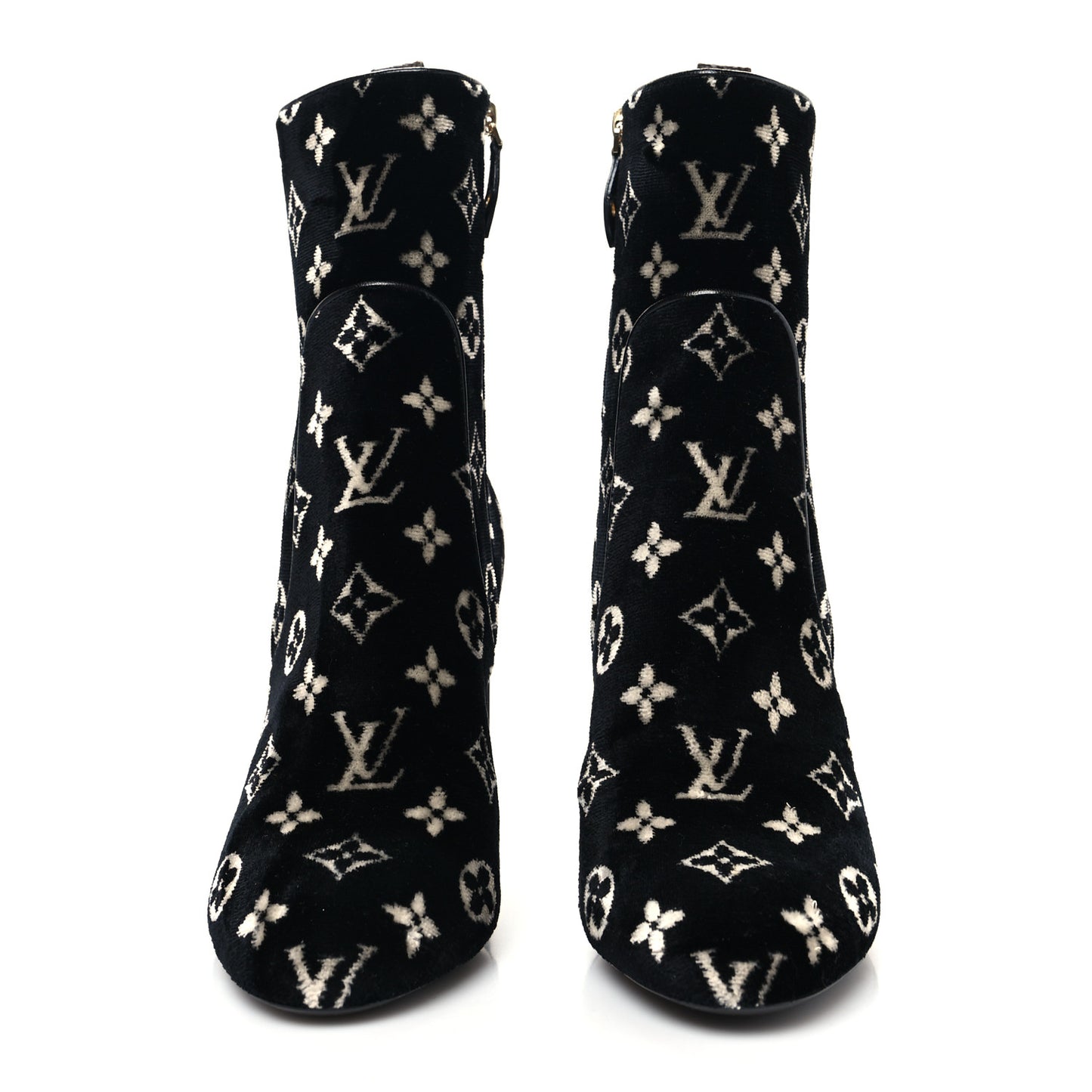 Velvet Monogram Silhouette Ankle Boots 40 Black