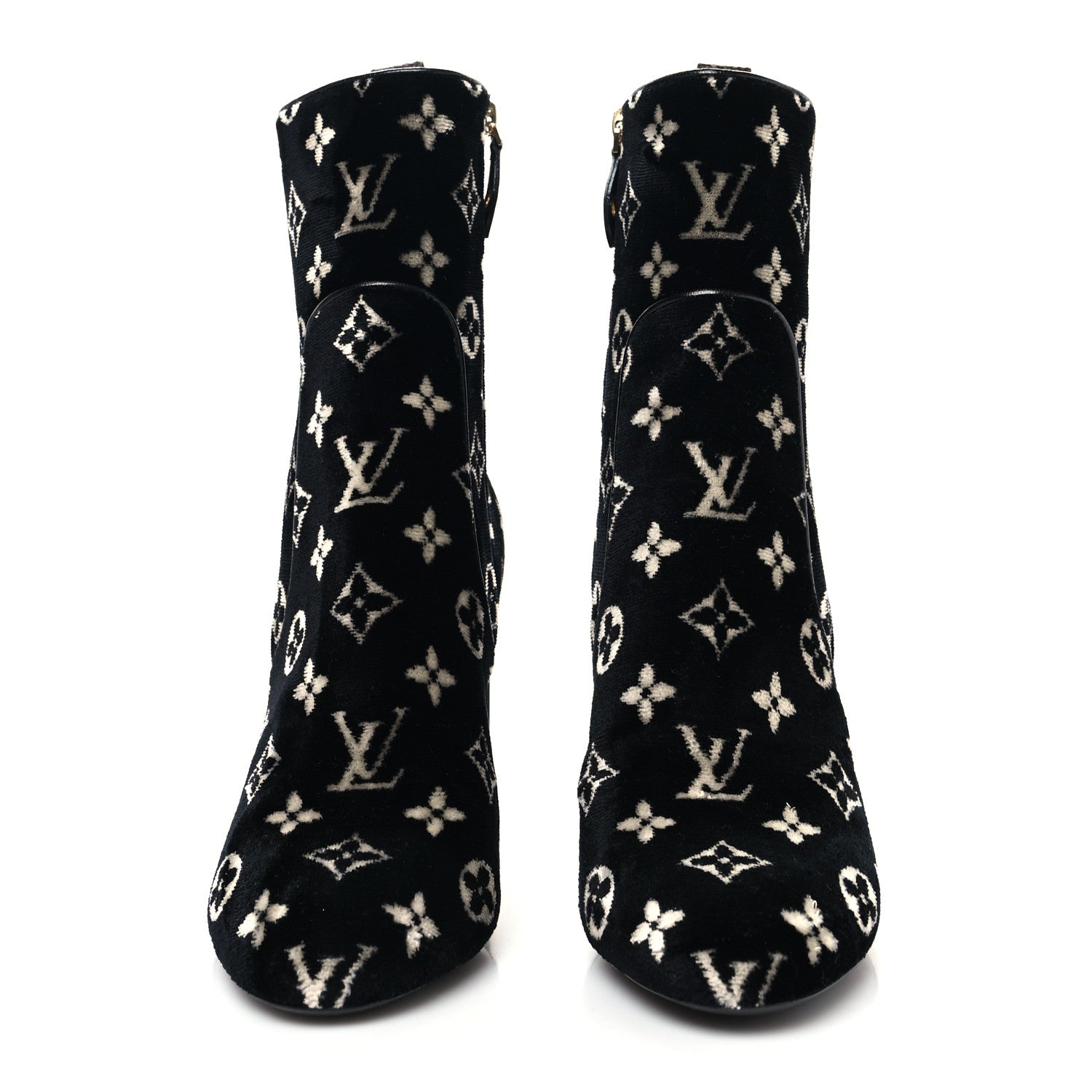 Louis Vuitton Velvet Monogram Silhouette Ankle Boots 40 Black 2 of 8
