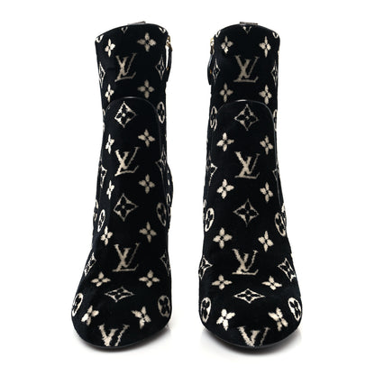 Louis Vuitton Velvet Monogram Silhouette Ankle Boots 40 Black 2 of 8