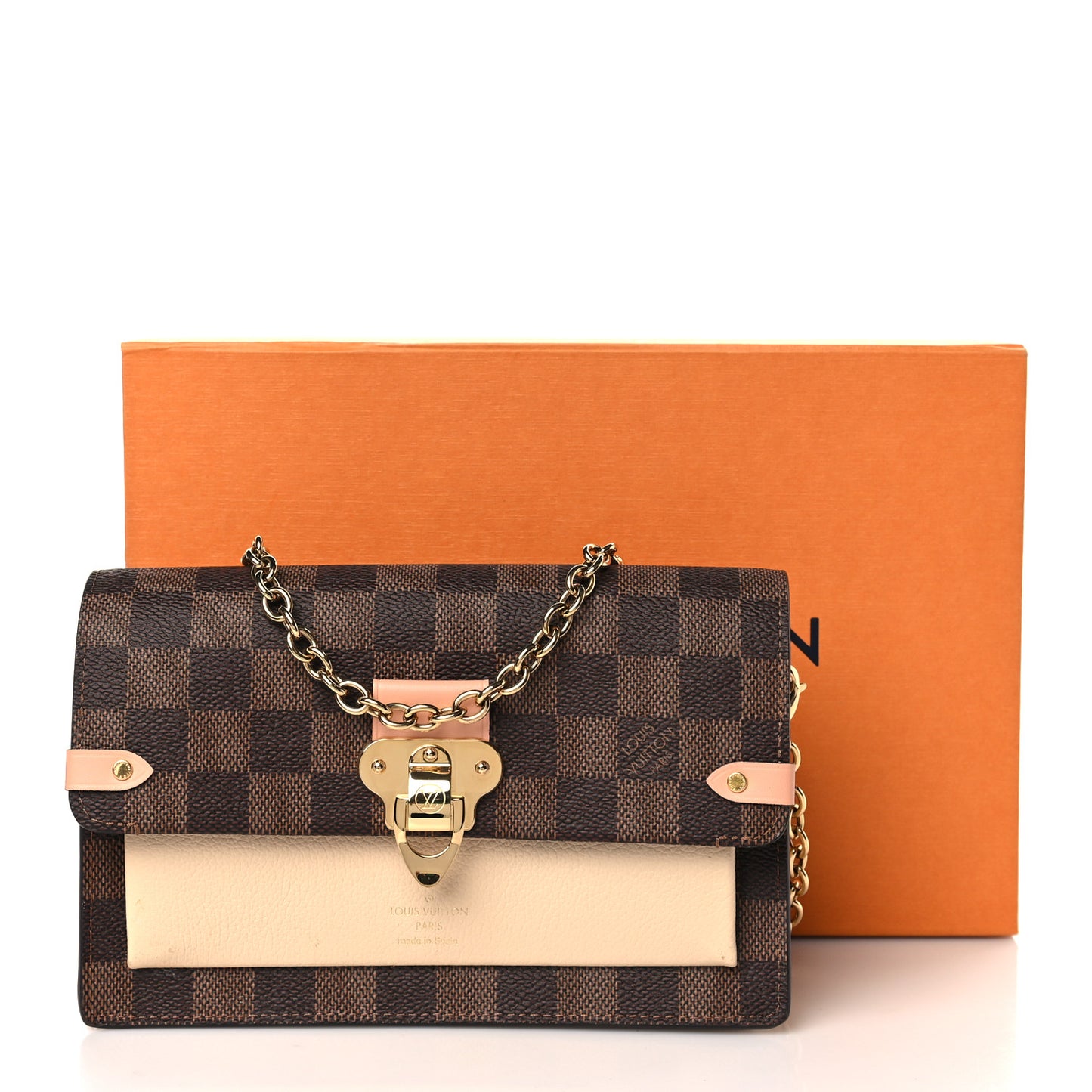 Damier Ebene Vavin Chain Wallet Creme