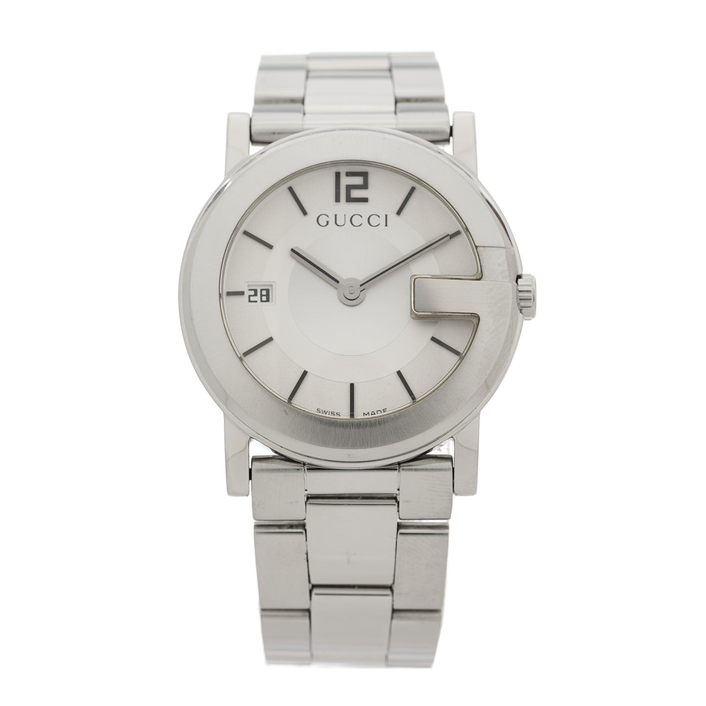 Stainless Steel 36mm G-Round Quartz Watch White
