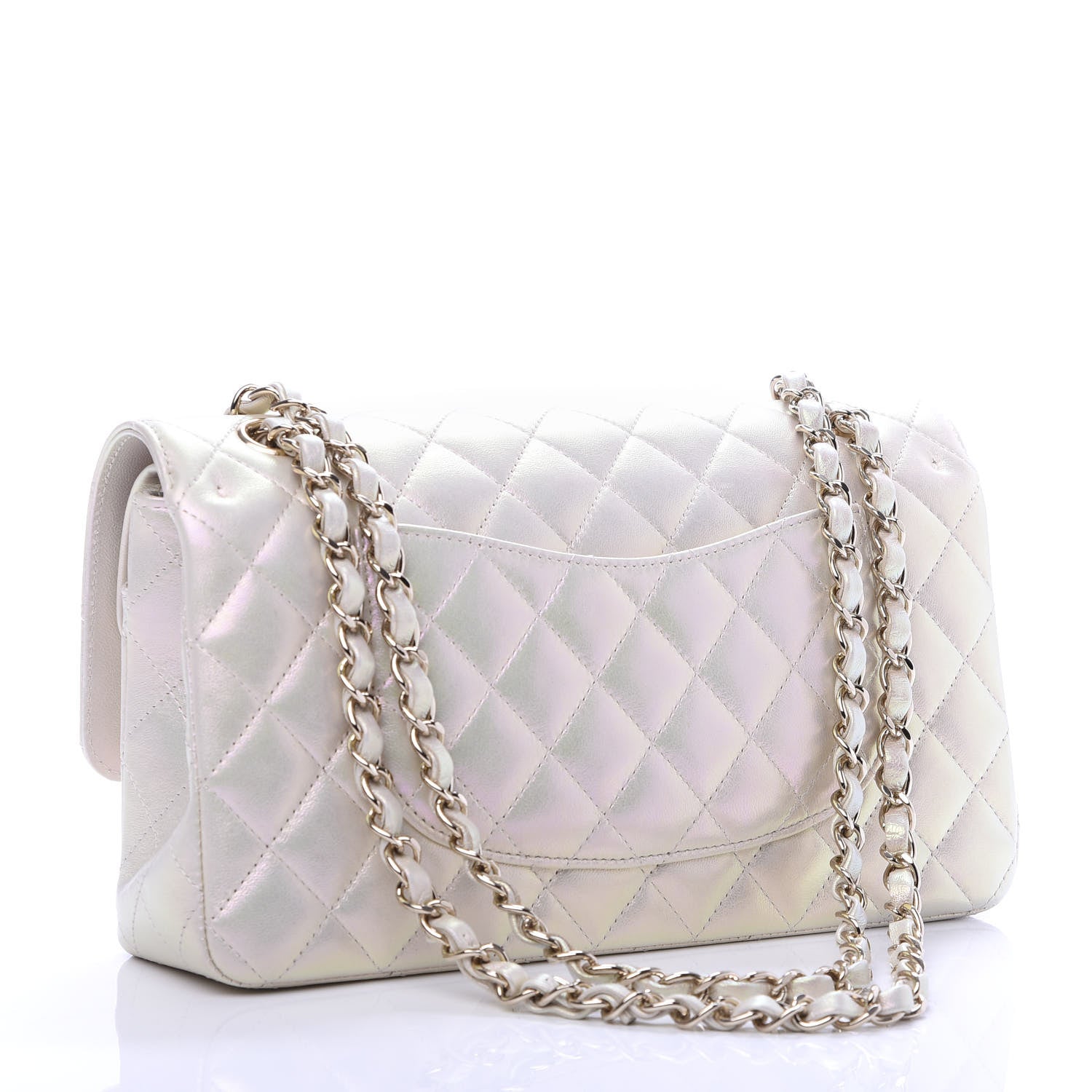 Chanel Iridescent Lambskin Quilted Medium Double Flap Ivory 4 of 11