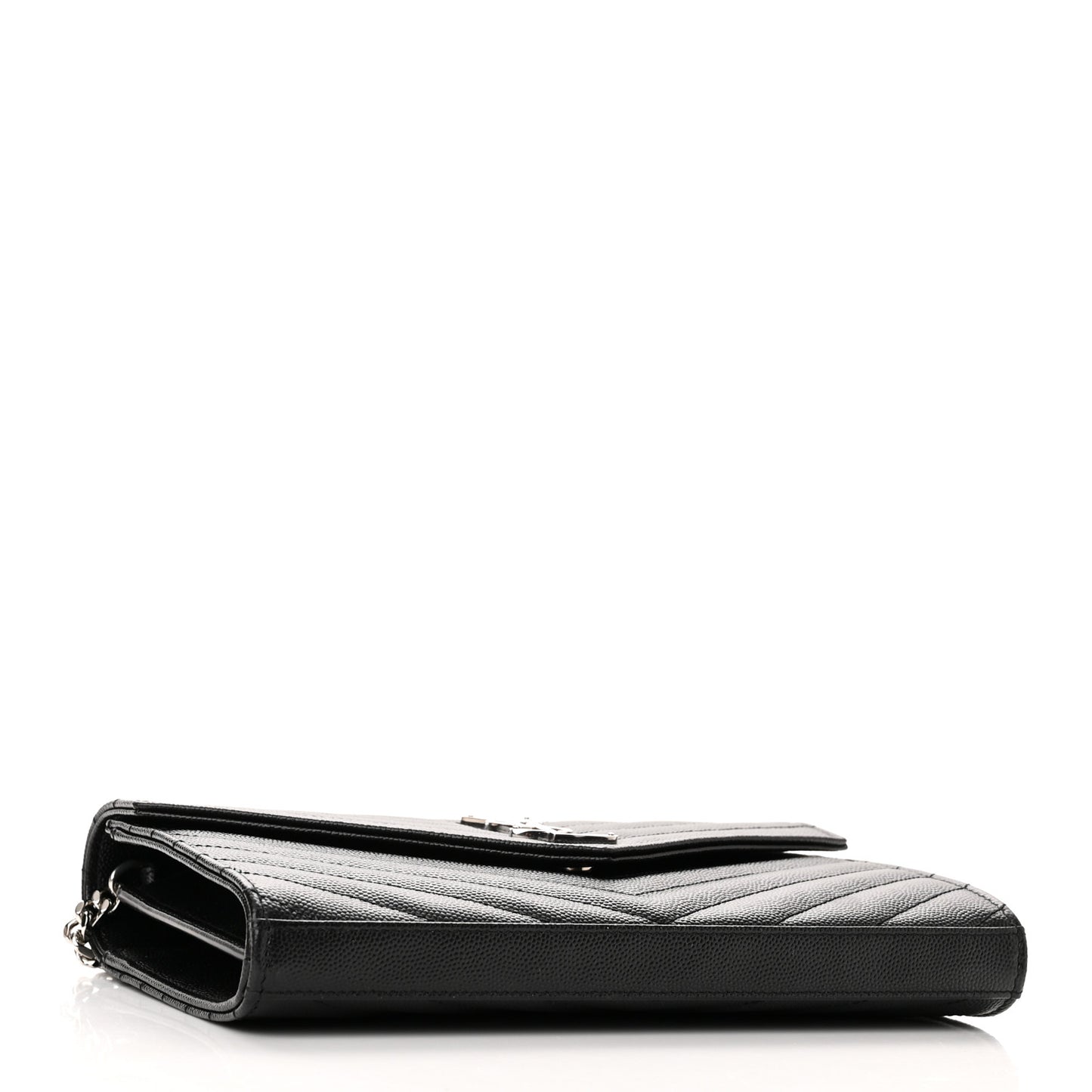 Grain De Poudre Matelasse Chevron Monogram Chain Wallet Black