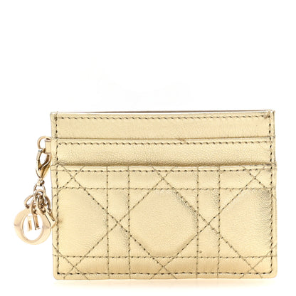 Christian Dior Metallic Calfskin Cannage Lady Dior Freesia Card Holder Gold 1 of 7