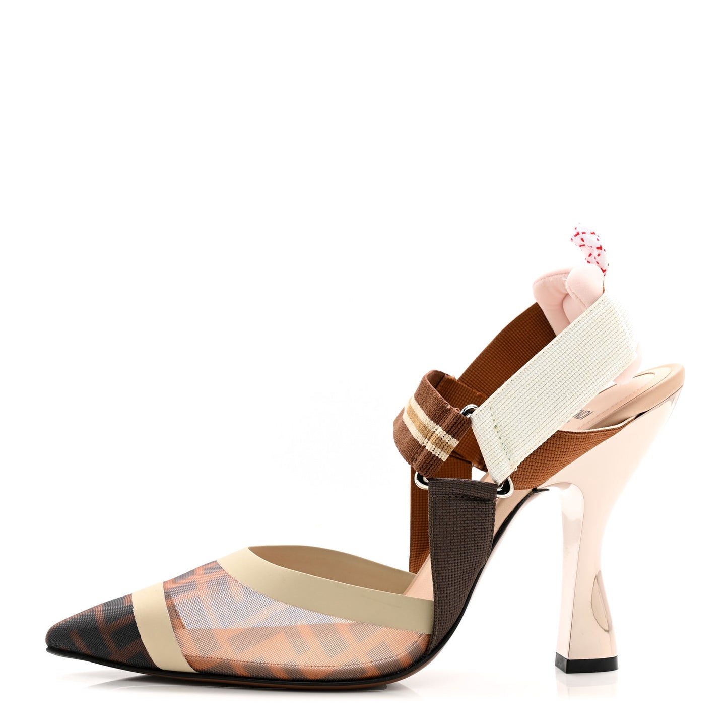 Technical Mesh FF Colibri 55mm Slingback Pumps 39.5 Tobacco Moro Camelia