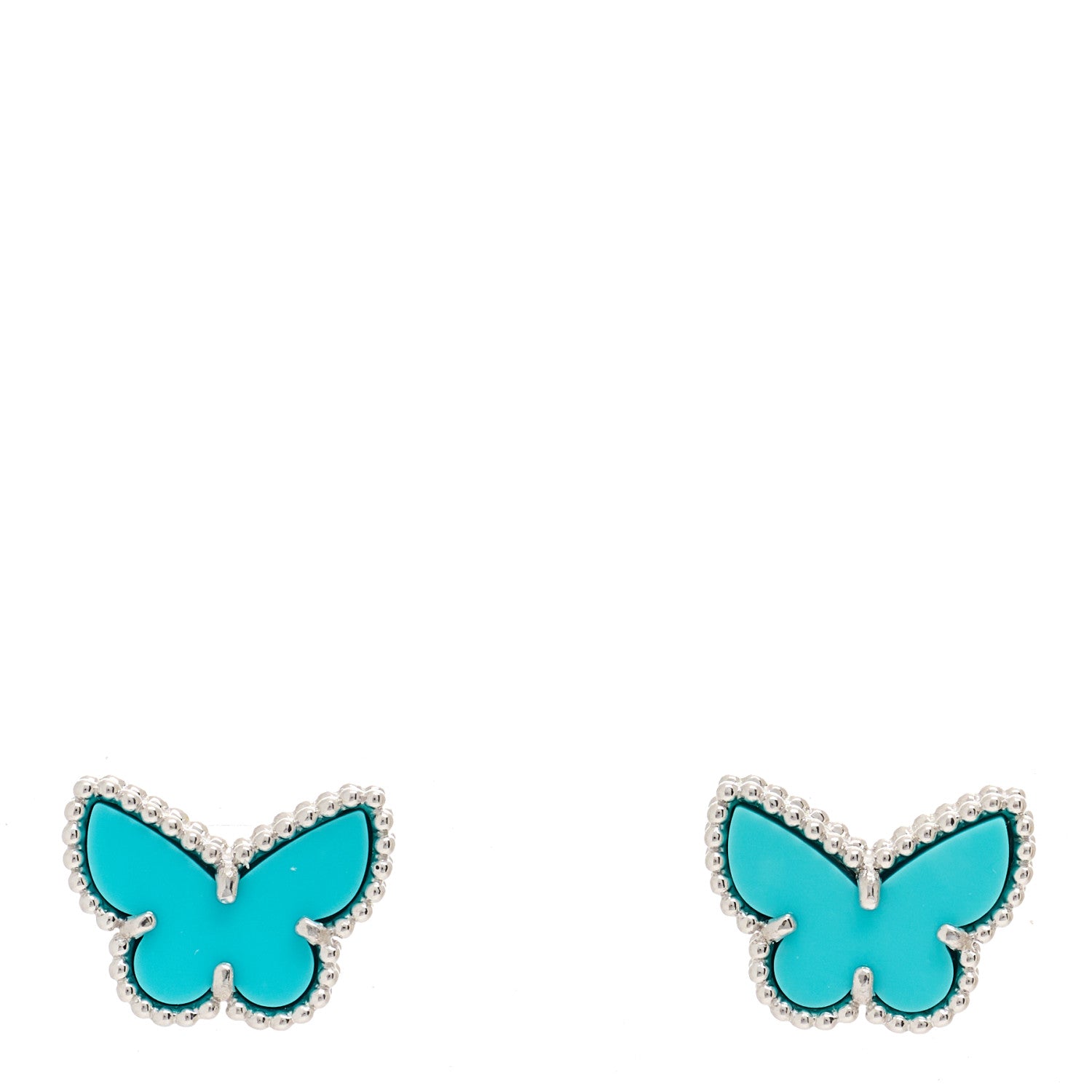 Van Cleef & Arpels 18K White Gold Turquoise Sweet Alhambra Butterfly Earrings 1 of 5