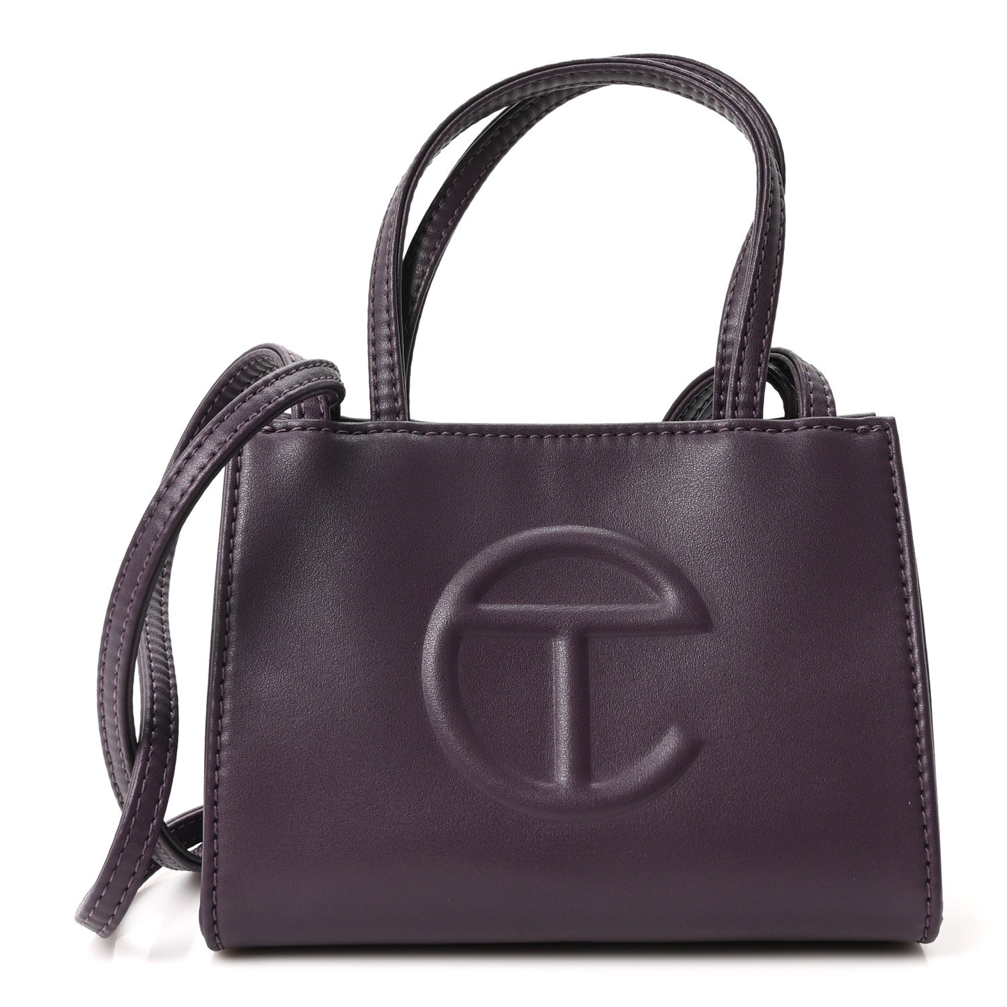 Vegan Leather Small Shopping Bag Eggplant