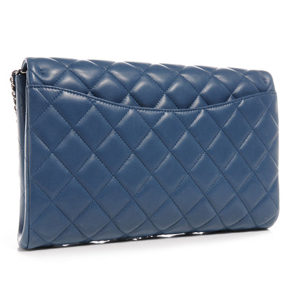 Chanel Lambskin Quilted Clutch with Chain Flap Blue 3 of 9