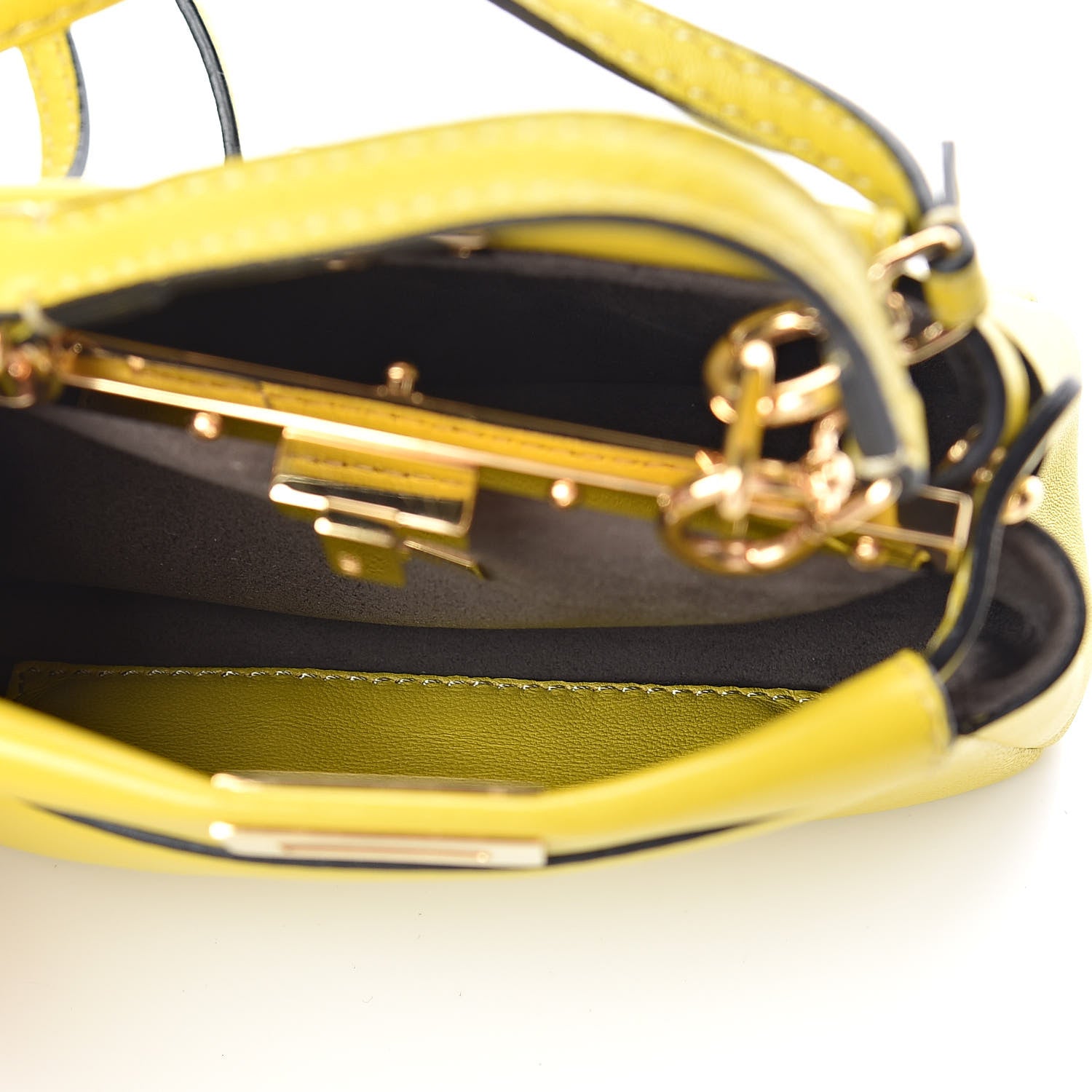 Fendi Shiny Nappa Micro Peekaboo Iconic Satchel Lime 6 of 10