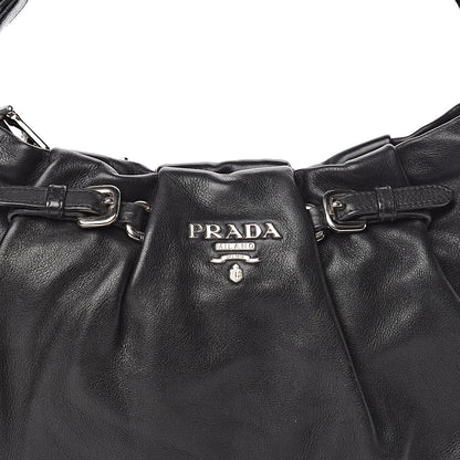 Prada Soft Calf Pleated Hobo Black 10 of 10
