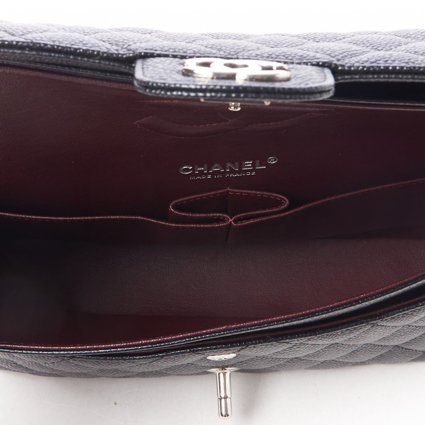 Caviar Quilted Medium Double Flap Black
