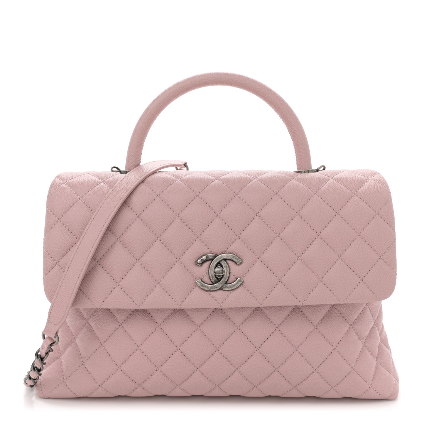 Caviar Quilted Medium Coco Handle Flap Light Pink