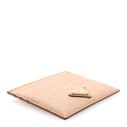 Prada Saffiano Triangle Card Holder Caramel 4 of 7