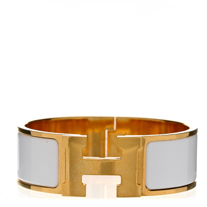 Hermes Enamel Wide Clic Clac H Bracelet GM White 1 of 4