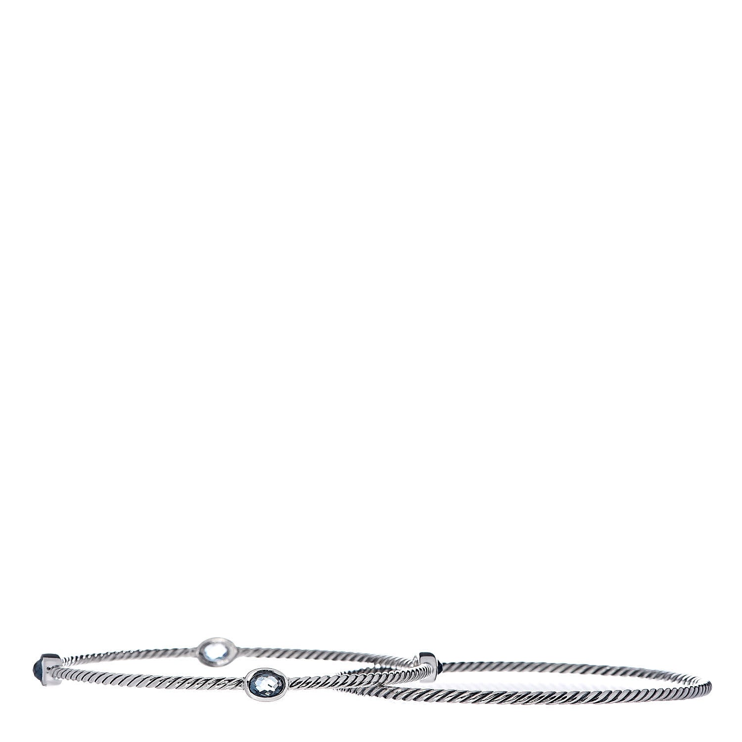 David Yurman Sterling Silver Hampton Blue Topaz Color Classics Bangle Bracelet Set of 2 4 of 6