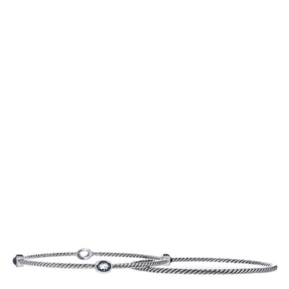 David Yurman Sterling Silver Hampton Blue Topaz Color Classics Bangle Bracelet Set of 2 4 of 6