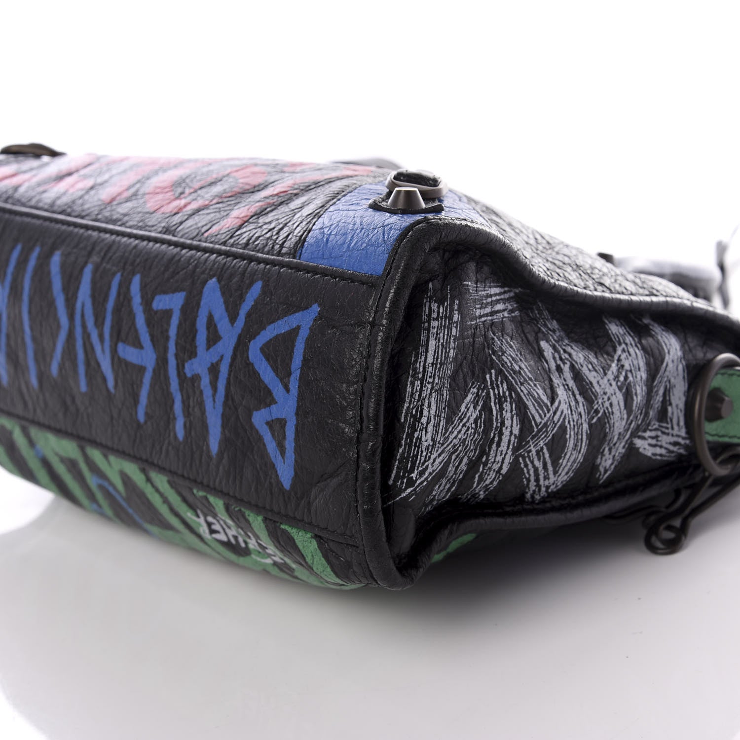 Balenciaga Agneau Graffiti All Over Classic Hardware S City Black Vert Rouge 7 of 8
