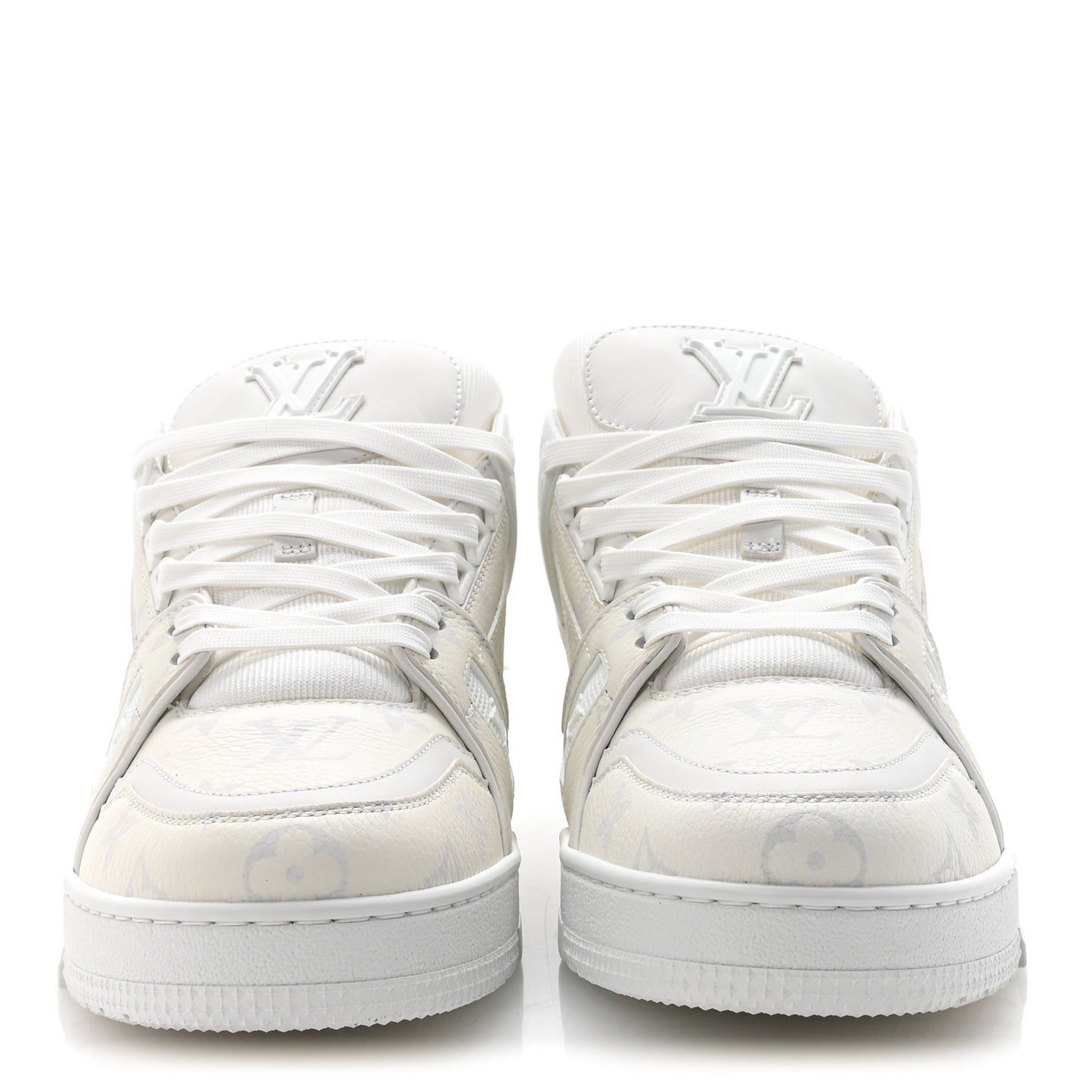 Calfskin Monogram Mens LV Trainer Sneakers 7 White