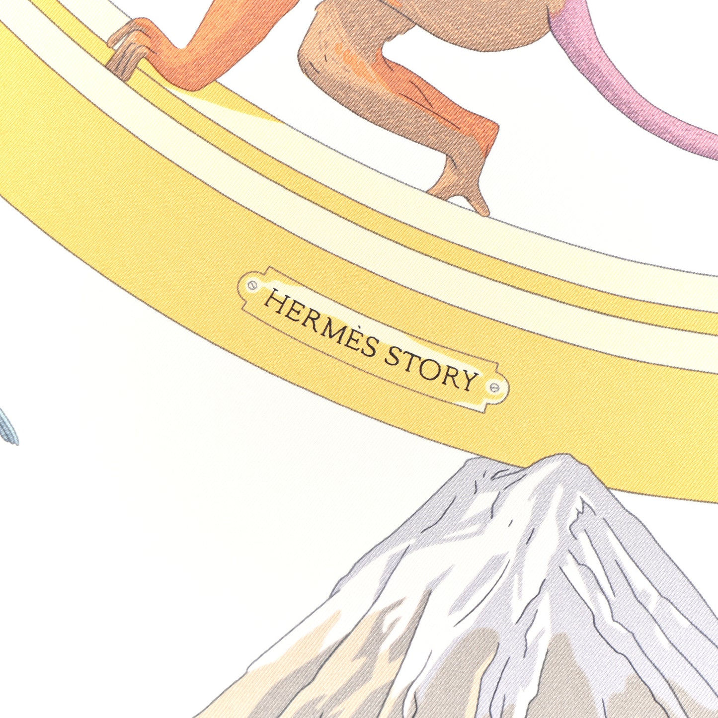 Silk Hermes Story Scarf 90 White Beige Multicolor