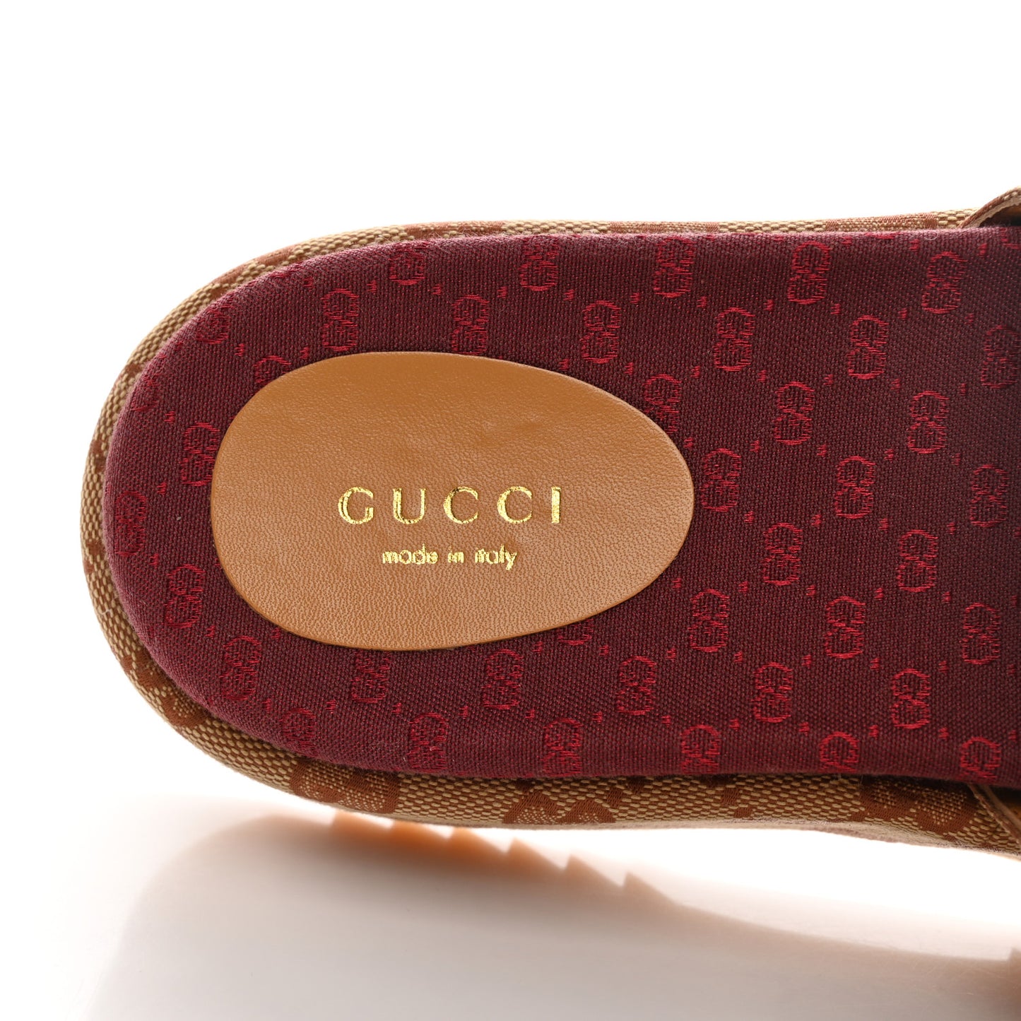 Canvas GG Monogram Angelina Platform Slide Sandals 39.5 Beige Ruggine